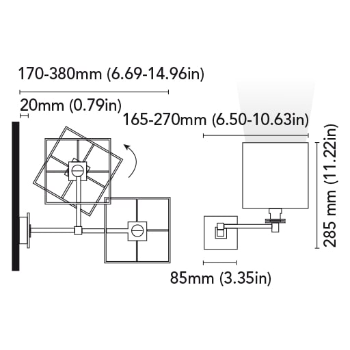 BCM - Quadra Wall Lamp - with Switch, Chrome (BCM2162-INT-3) — Quality Boat Parts