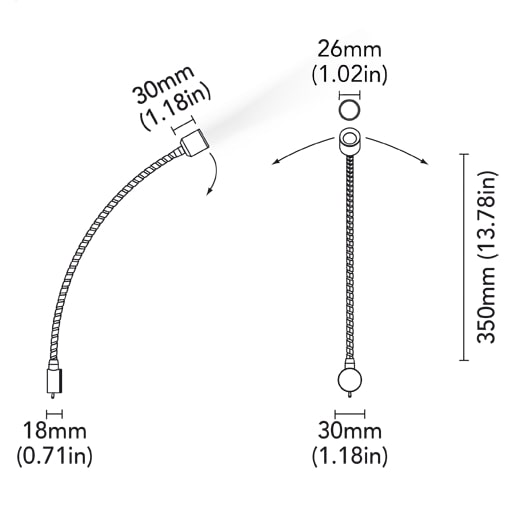 BCM - Catalina Wall Light - Chrome, 1.5W 350MM, 3000K, 8-32V, IP40, Warm White, 68lm (BCM2182K-I-3) — Quality Boat Parts