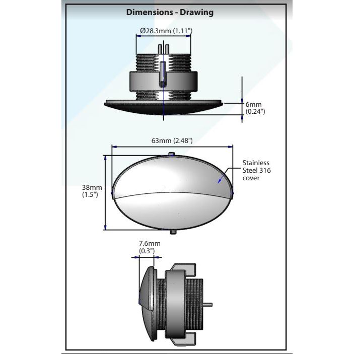 Mega LED - Agata LED Courtesy Light - 0.2W, Mirror Polished, 12-24V DC, IP67 — Quality Boat Parts