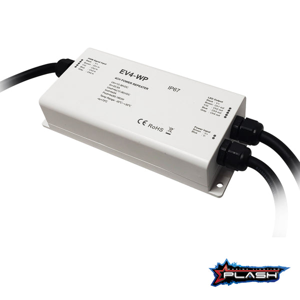 Plash - EV4-Series Waterproof RGBW Amplifier - 5A/CH, 12-36V, IP67 (EV4-AMP) — Quality Boat Parts