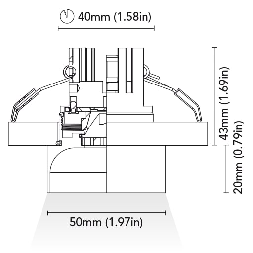 BCM - Prince 50 Round Downlight - 50mm Frame, Black, Warm White (BCM3476-50F3B-3) — Quality Boat Parts