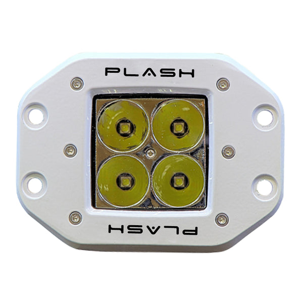 Plash - LED Cube Spotlight - White, 40W, 9-36V, IP68, Flush Mounted (40-FL-FM-K-WHT) — Quality Boat Parts