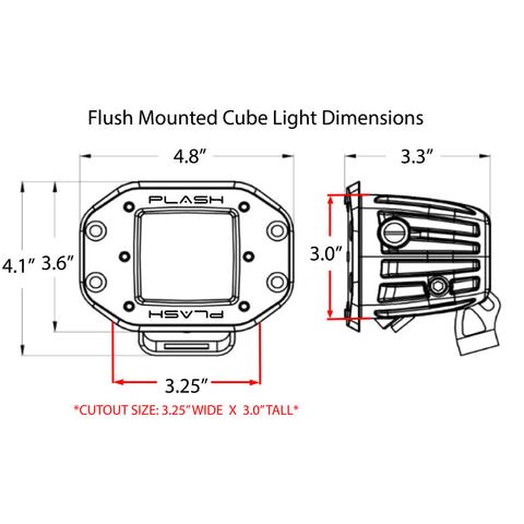 Plash - LED Cube Spotlight - White, 40W, 9-36V, IP68, Flush Mounted (40-FL-FM-K-WHT) — Quality Boat Parts