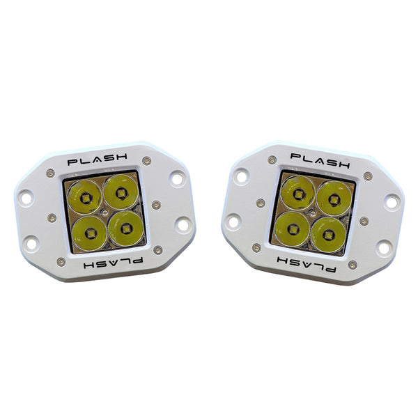 Plash - LED Cube Spotlight - White, 40W, 9-36V, IP68, Flush Mounted (40-FL-FM-WHT) — Quality Boat Parts