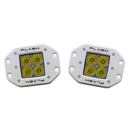 Plash - LED Cube Spotlight - White, 40W, 9-36V, IP68, Flush Mounted (40-FL-FM-WHT) — Quality Boat Parts