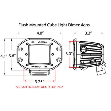 Plash - LED Cube Spotlight - White, 40W, 9-36V, IP68, Flush Mounted (40-FL-FM-WHT) — Quality Boat Parts