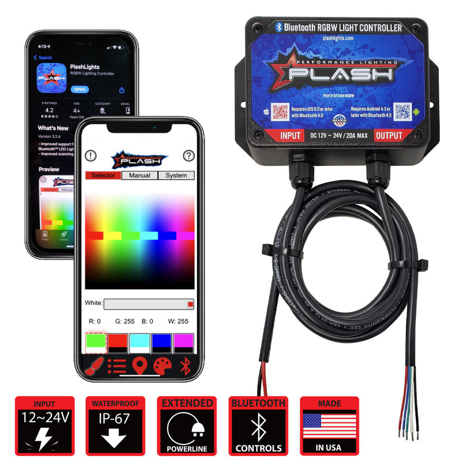 Plash - LED Light Controller - RGBW, Bluetooth, 12-24V, IP67 (BT-60W-RGBW) — Quality Boat Parts