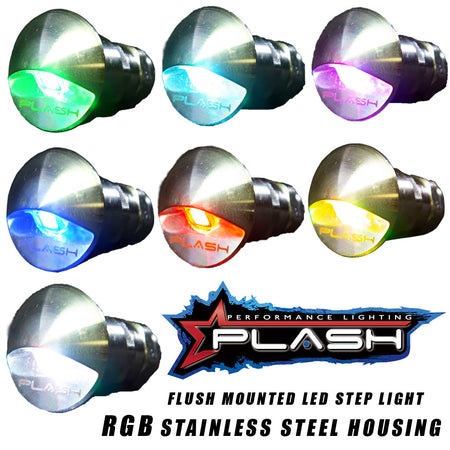 Plash - LED Step Light - Stainless Steel, RGB, 12V, IP68 (DL-SS-RGB) — Quality Boat Parts