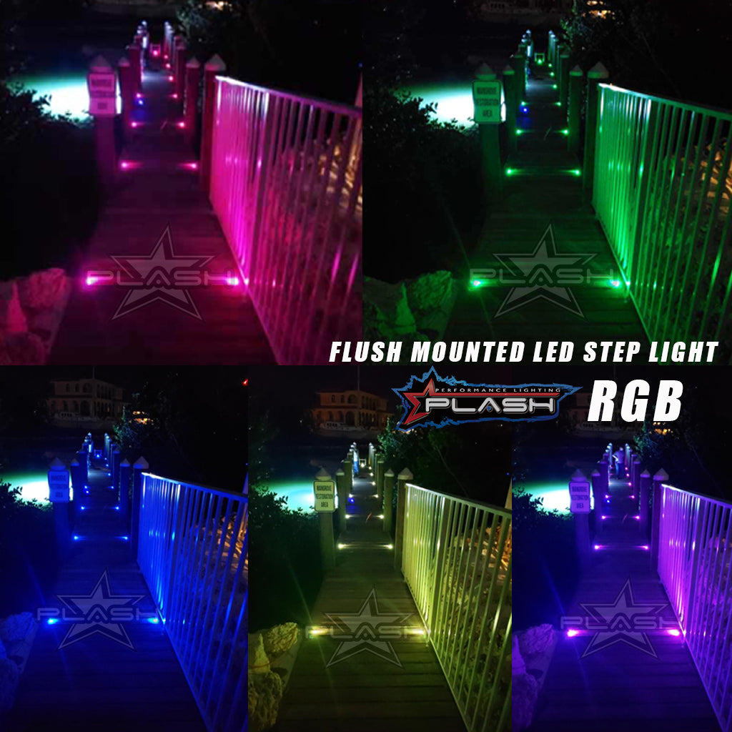 Plash - LED Step Light - Stainless Steel, RGB, 12V, IP68 (DL-SS-RGB) — Quality Boat Parts