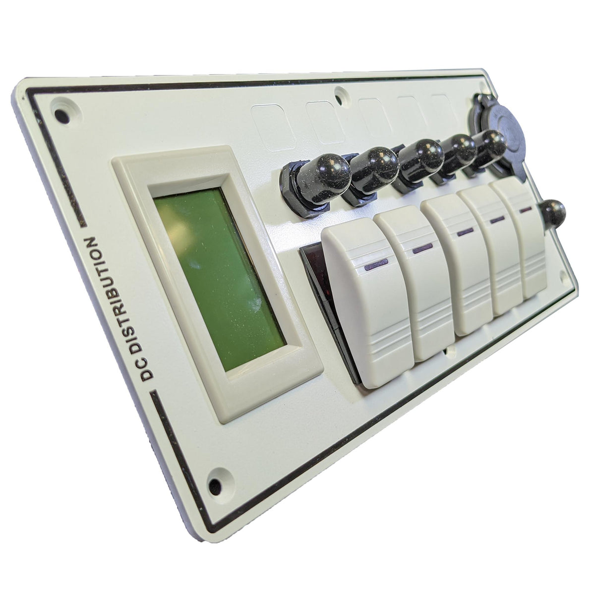 Plash - Switch Panel - 5 Switch, with Breakers, Voltmeter, White (EL-LF5Z/S-VT-WHT) — Quality Boat Parts