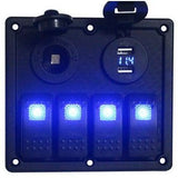 Plash - Switch Panel with Voltmeter, USB - Dual USB Charger, 12V-24V, 20A — Quality Boat Parts