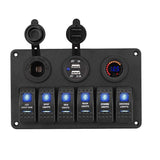 Plash - Switch Panel with Voltmeter, USB - Dual USB Charger, 12V-24V, 20A — Quality Boat Parts