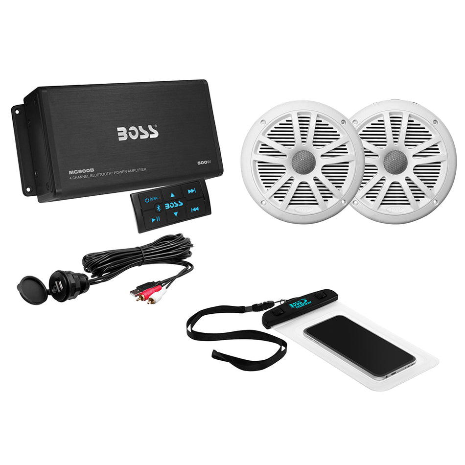 Boss Audio - ASK904B Kit Audio - 6.5, 4 Channel, White — Quality Boat Parts