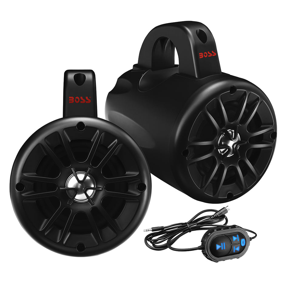 Boss Audio - 4" BM40AMPBT Amplified Waketower Speakers - Matte Black - 500W — Quality Boat Parts