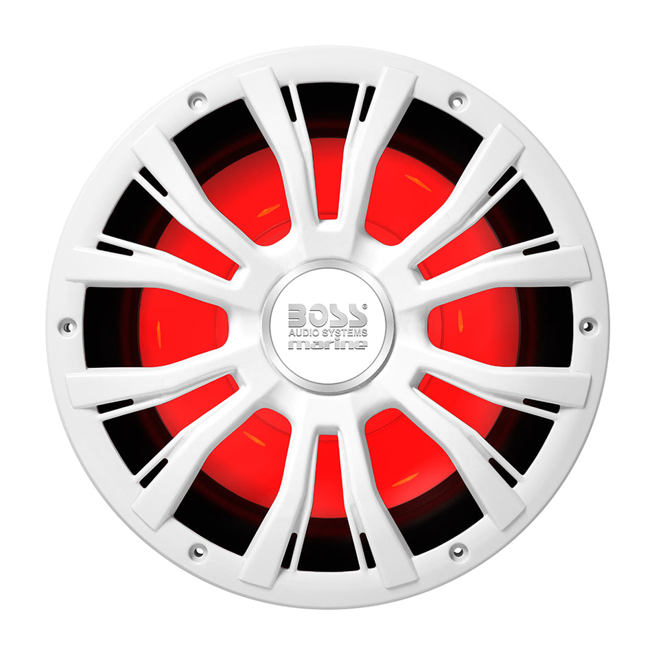Boss Audio - 10" MRG10W Subwoofer w/RGB Lighting - White - 800W — Quality Boat Parts