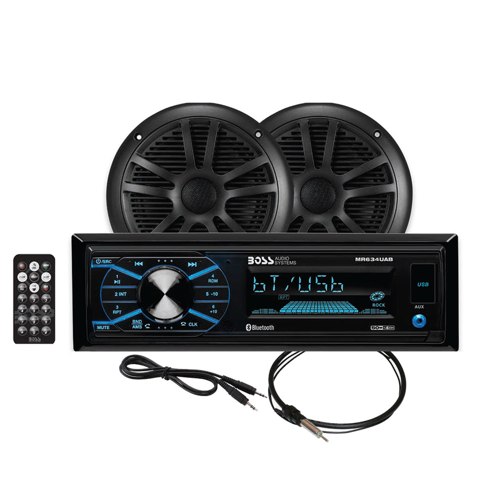 Boss Audio - MCBK634B.6 Marine Stereo & 6.5" Speaker Kit - Black — Quality Boat Parts