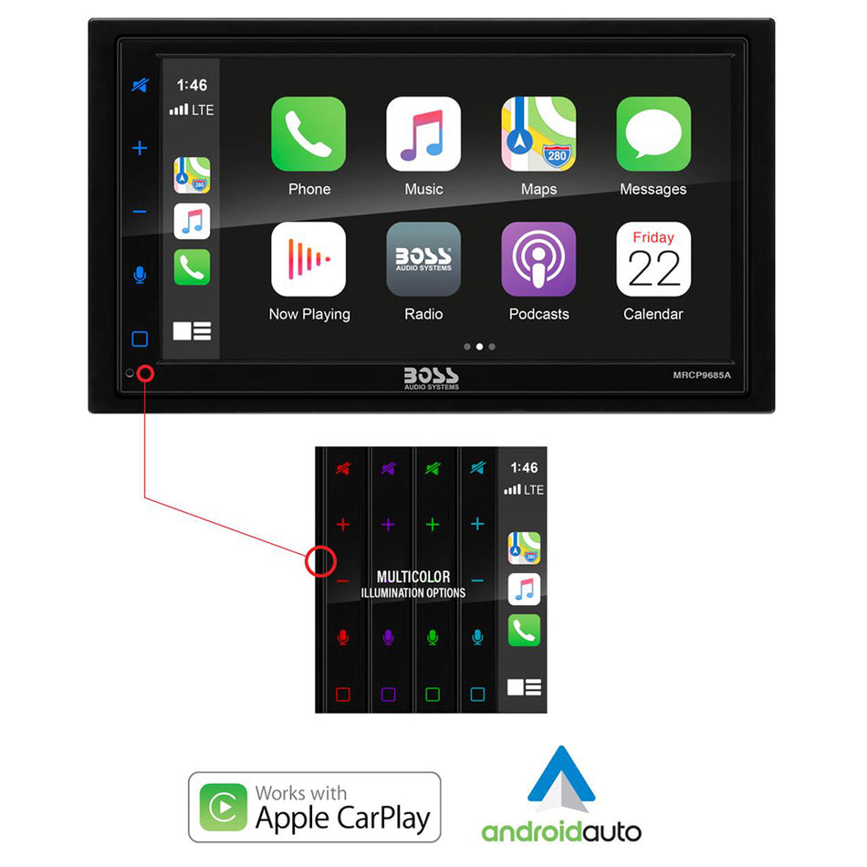 Boss Audio - MRCP9685A Marine Stereo w/ AM/FM/BT/Rear Camera — Quality Boat Parts