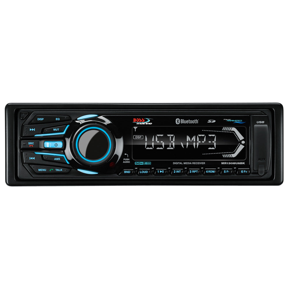 Boss Audio - MR1308UABK Bluetooth - Fully Marinized MP3-Compatible Digital Media Receiver w/ USB & SD Memory Card Ports - Aux Input — Quality Boat Parts