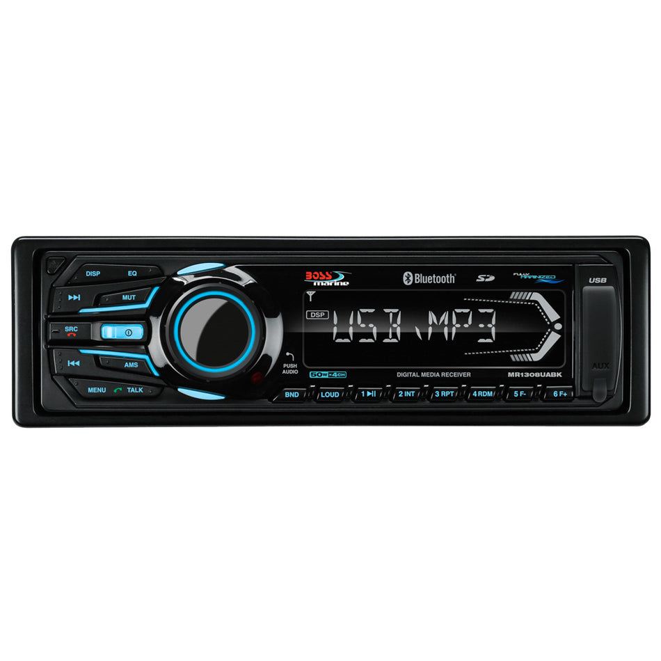 Boss Audio - MR1308UABK Bluetooth - Fully Marinized MP3-Compatible Digital Media Receiver w/ USB & SD Memory Card Ports - Aux Input — Quality Boat Parts