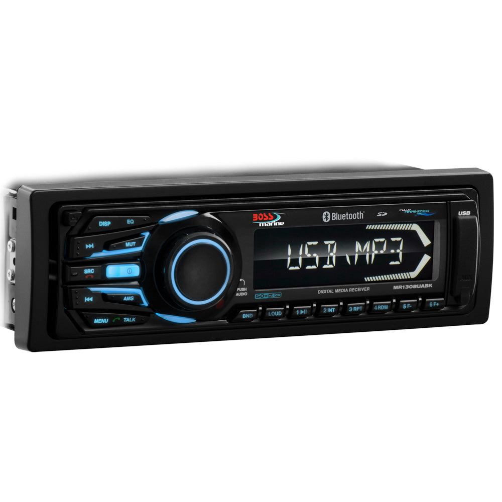 Boss Audio - MR1308UABK Bluetooth - Fully Marinized MP3-Compatible Digital Media Receiver w/ USB & SD Memory Card Ports - Aux Input — Quality Boat Parts
