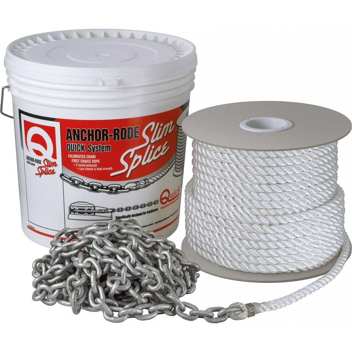 Quick Marine - Anchor Rode - 8mm in, Chain 25ft, 9/16 in, 3-Strand Polyester 300ft — Quality Boat Parts