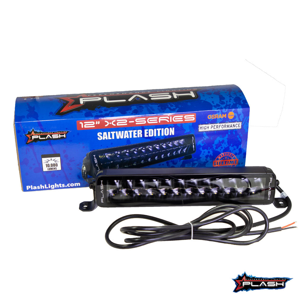 Plash - X2-Series 12" LED Light Bar - 9-32V, 120W, 6000K, Cool White, IP67 — Quality Boat Parts