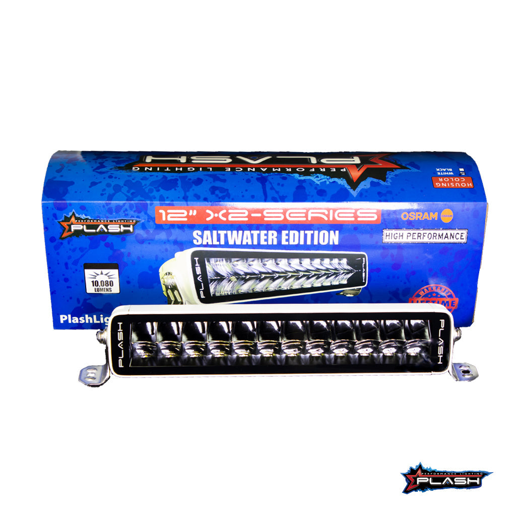 Plash - X2-Series 12" LED Light Bar - 9-32V, 120W, 6000K, Cool White, IP67 — Quality Boat Parts