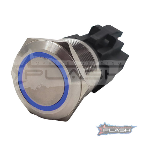 Plash - Push Button - Illuminated Switch, IP67, Stainless Steel — Quality Boat Parts
