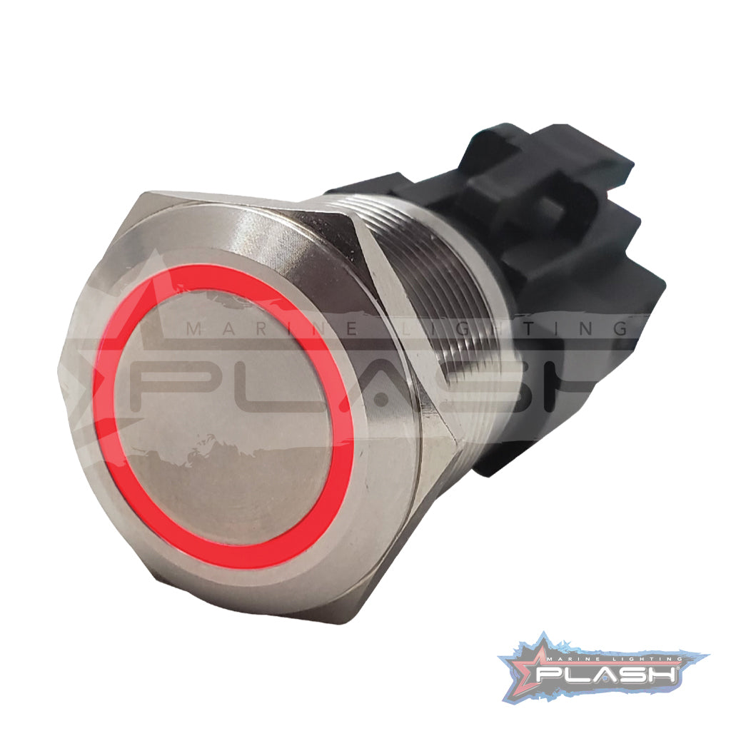 Plash - Push Button - Illuminated Switch, IP67, Stainless Steel — Quality Boat Parts