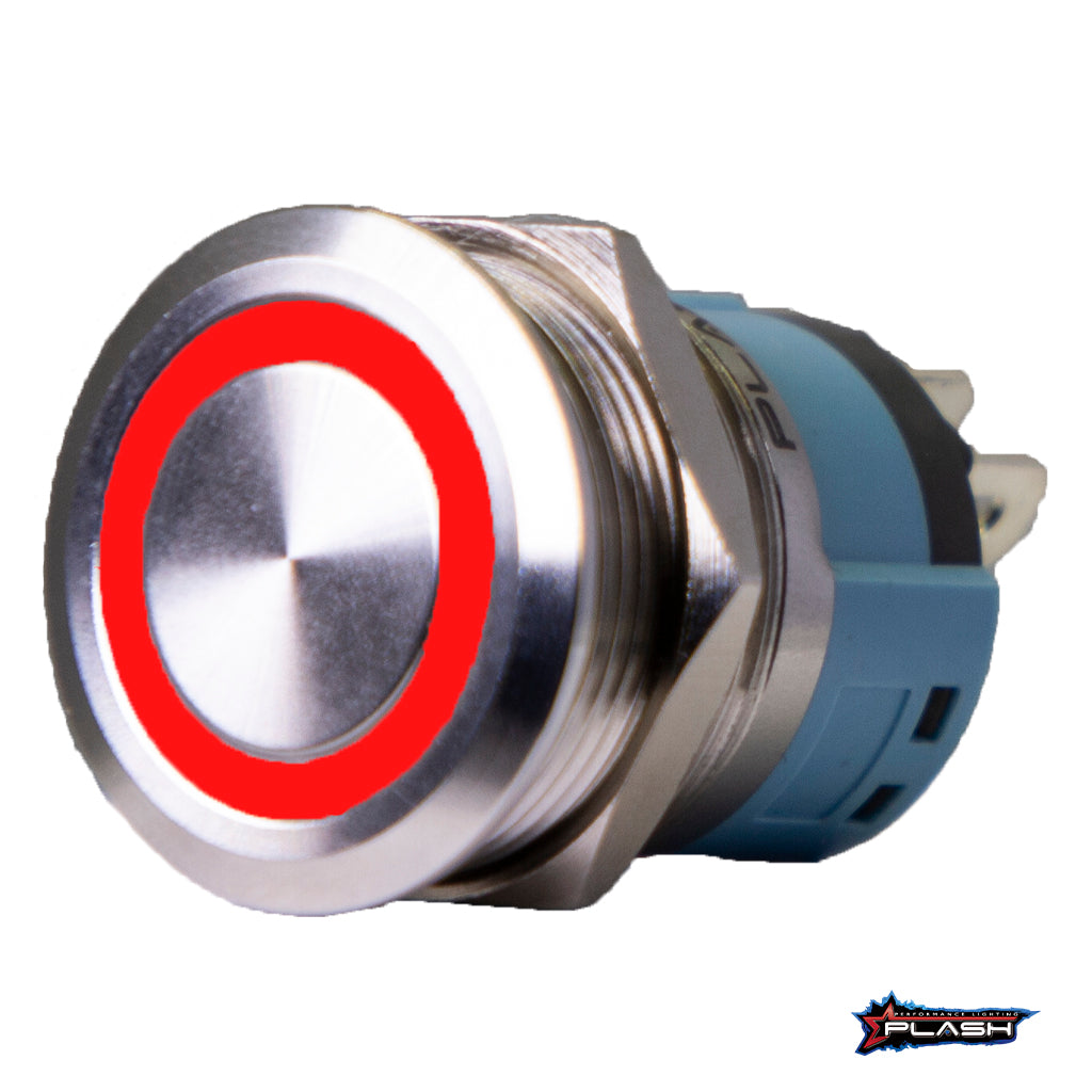 Plash - Push Button - Illuminated Switch, 15A, Red, 12V, IP67 (PL22S-M-12VR) — Quality Boat Parts