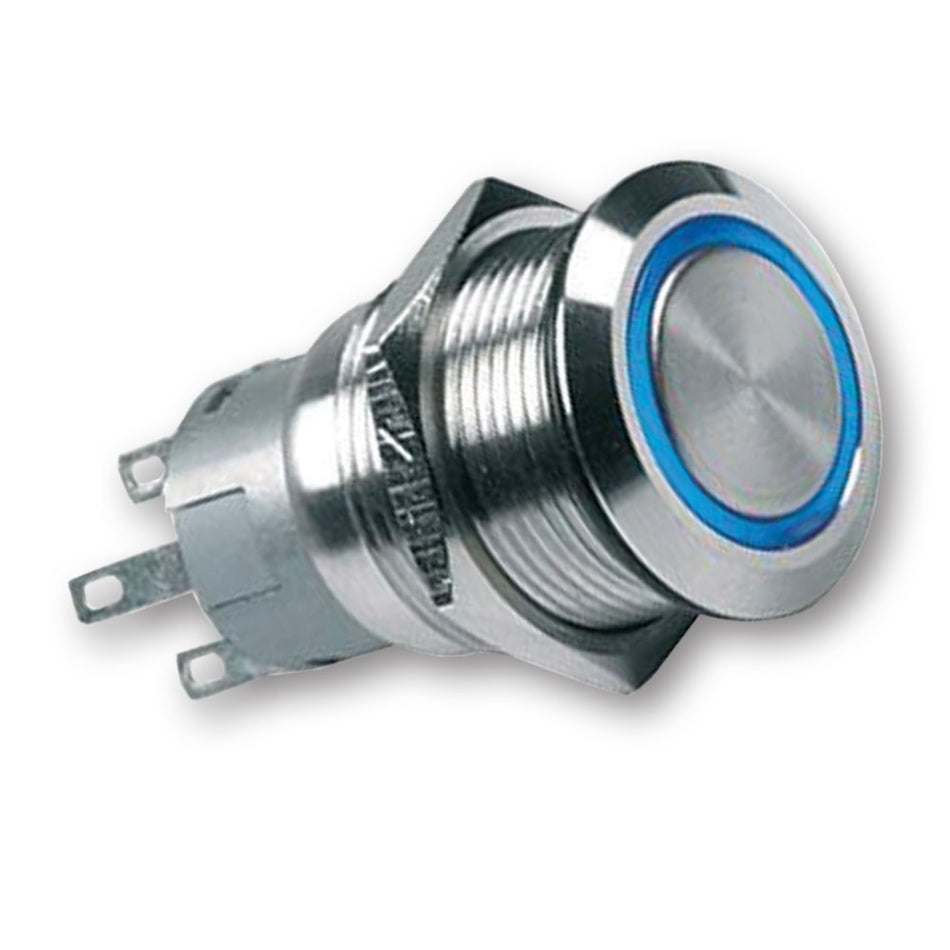 Mega LED - 19MM Push Button - IP67, 5A, Stainless Steel — Quality Boat Parts