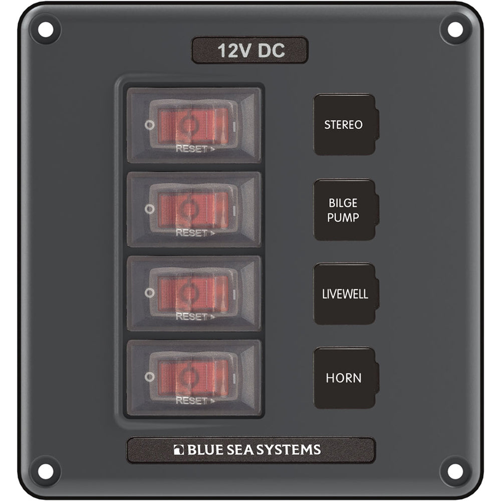 Blue Sea Systems - Circuit Breaker Switch Panel - Gray, 12V, 15A — Quality Boat Parts