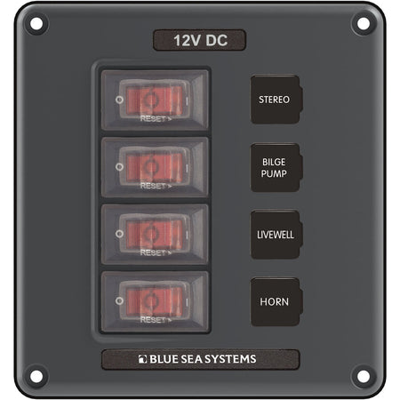 Blue Sea Systems - Circuit Breaker Switch Panel - Gray, 12V, 15A — Quality Boat Parts