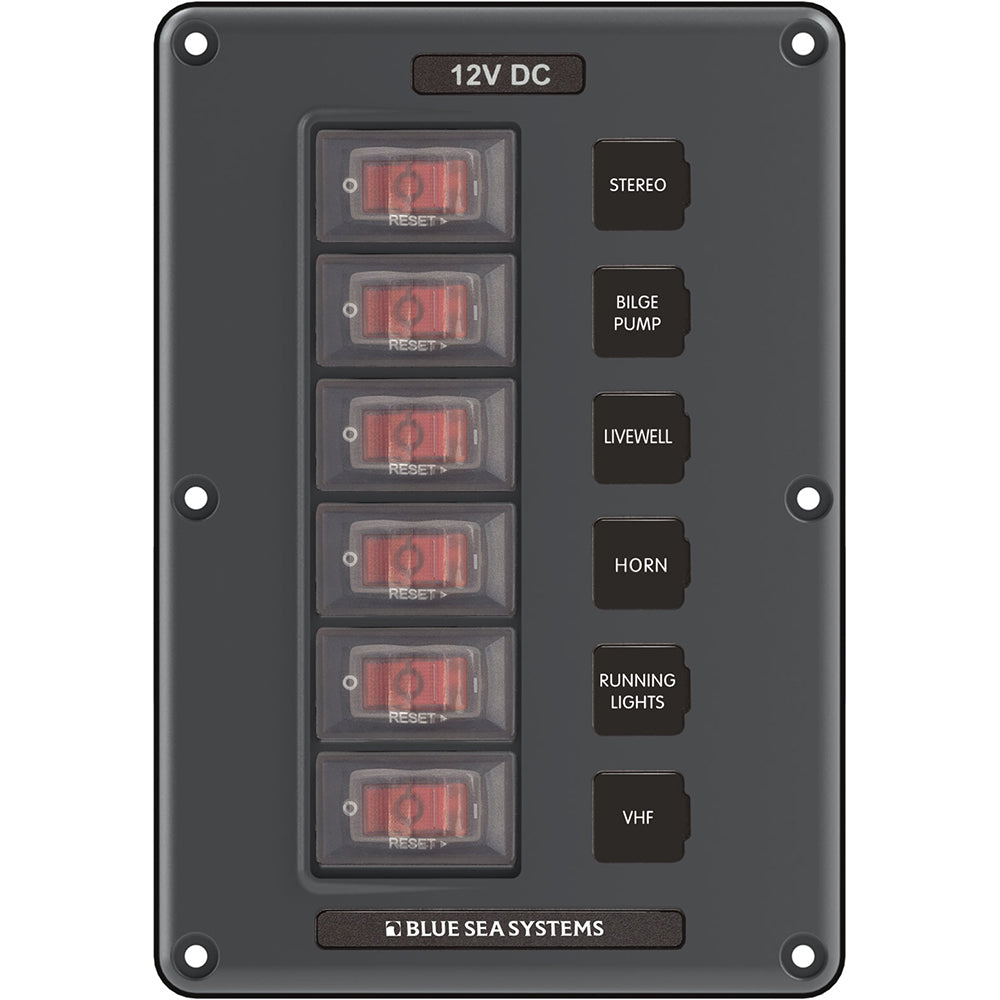 Blue Sea Systems - Circuit Breaker Switch Panel - Gray, 12V, 15A — Quality Boat Parts