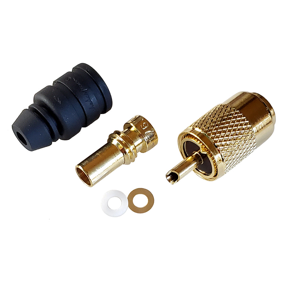 Shakespeare - PL-259-8X-G Solder-Type Connector with UG176 Adapter & DooDad & Cable Strain Relief for RG-8X Coax — Quality Boat Parts