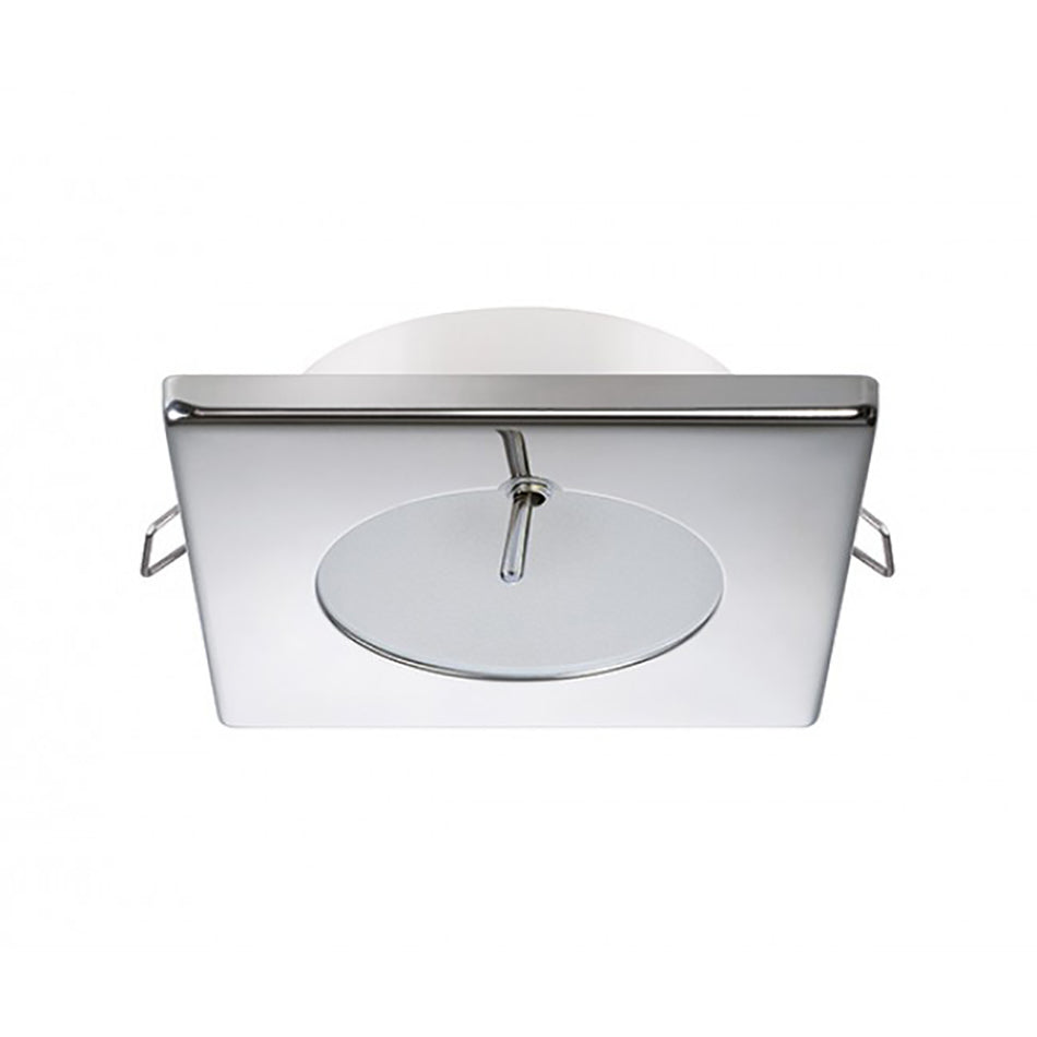 Quick - Bryan CS Downlight LED - 2W, IP40, Spring Mounted w/Switch - Square Stainless Bezel, Round Warm White Light — Quality Boat Parts