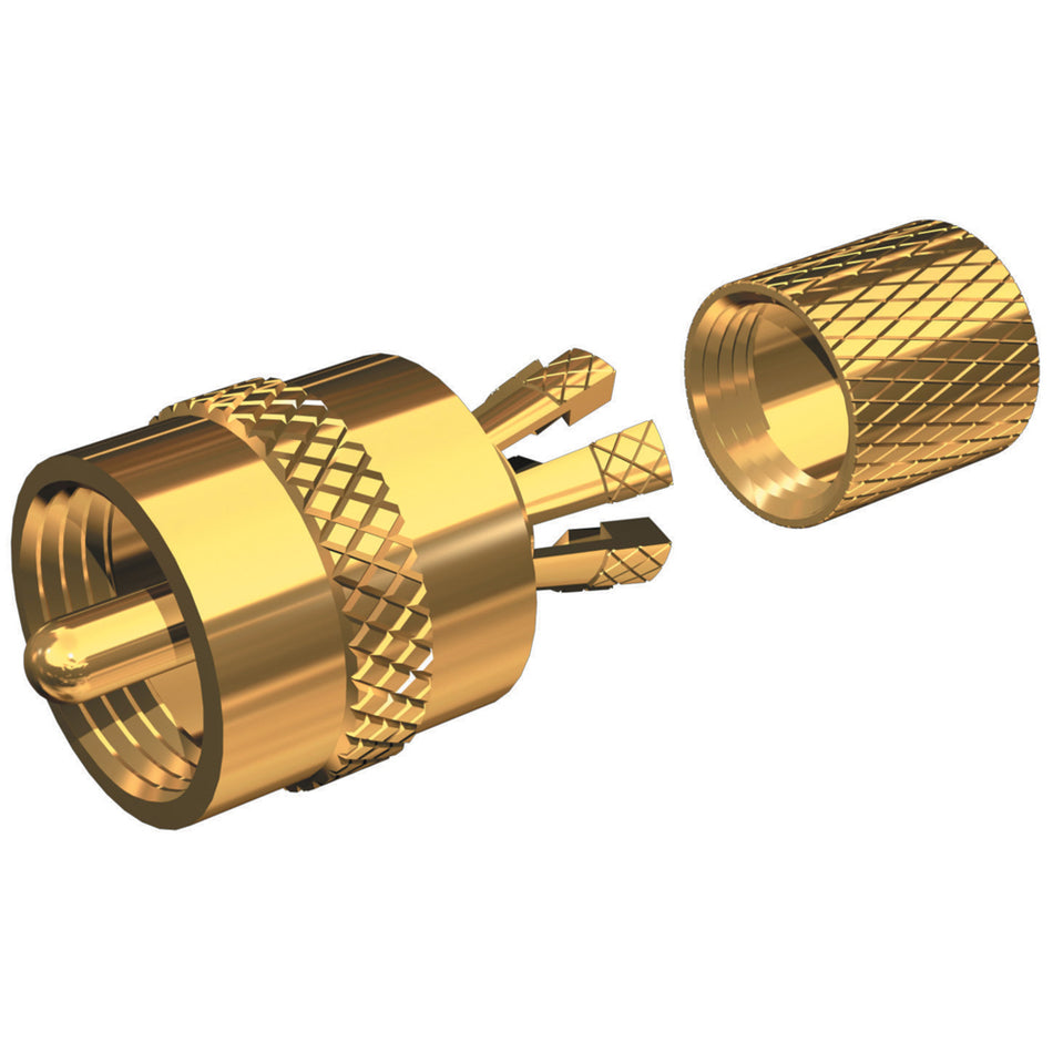 Shakespeare - PL-259-CP-G - Solderless PL-259 Connector for RG-8X or RG-58/AU Coax - Gold Plated — Quality Boat Parts