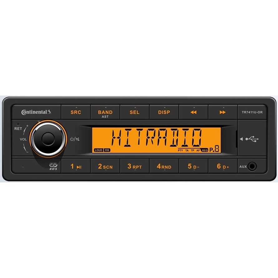 Continental - AM-FM Radio - w/AM/FM/BT/USB, Harness Included, 12V, LCD, 60W (TR7411U-ORK) — Quality Boat Parts
