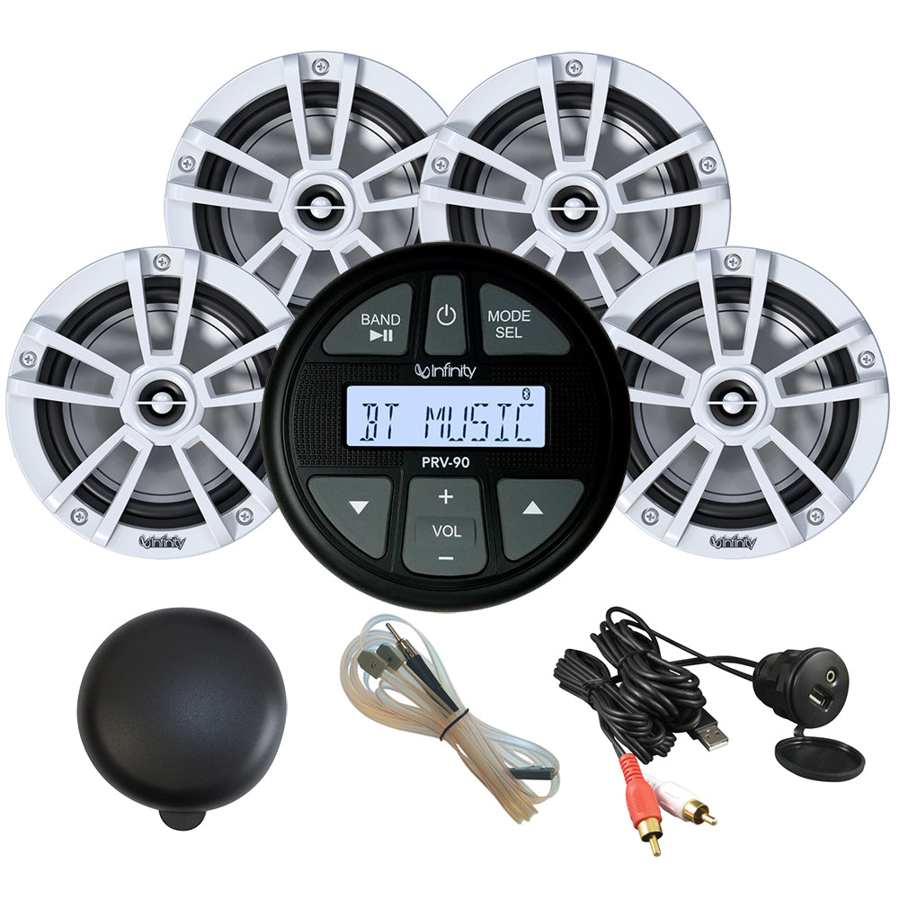 Infinity - MPK90 Package with 4 White INF622 Speakers, PRV90 Cover, USB Adapter & Antenna — Quality Boat Parts