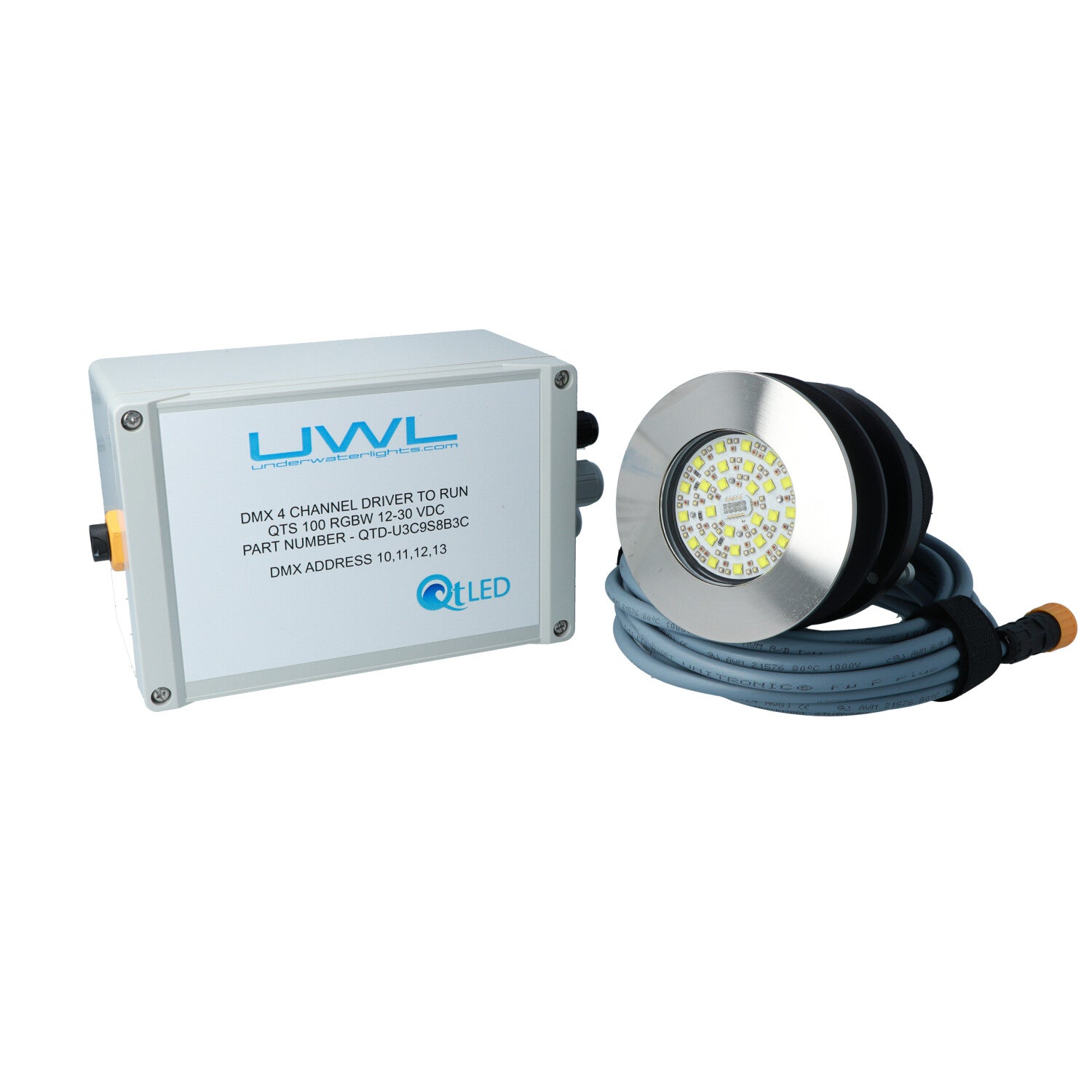 UWL - QTS 100 High Voltage Underwater Light - GRP, Titanium, Flush Mount, 25000Lm — Quality Boat Parts