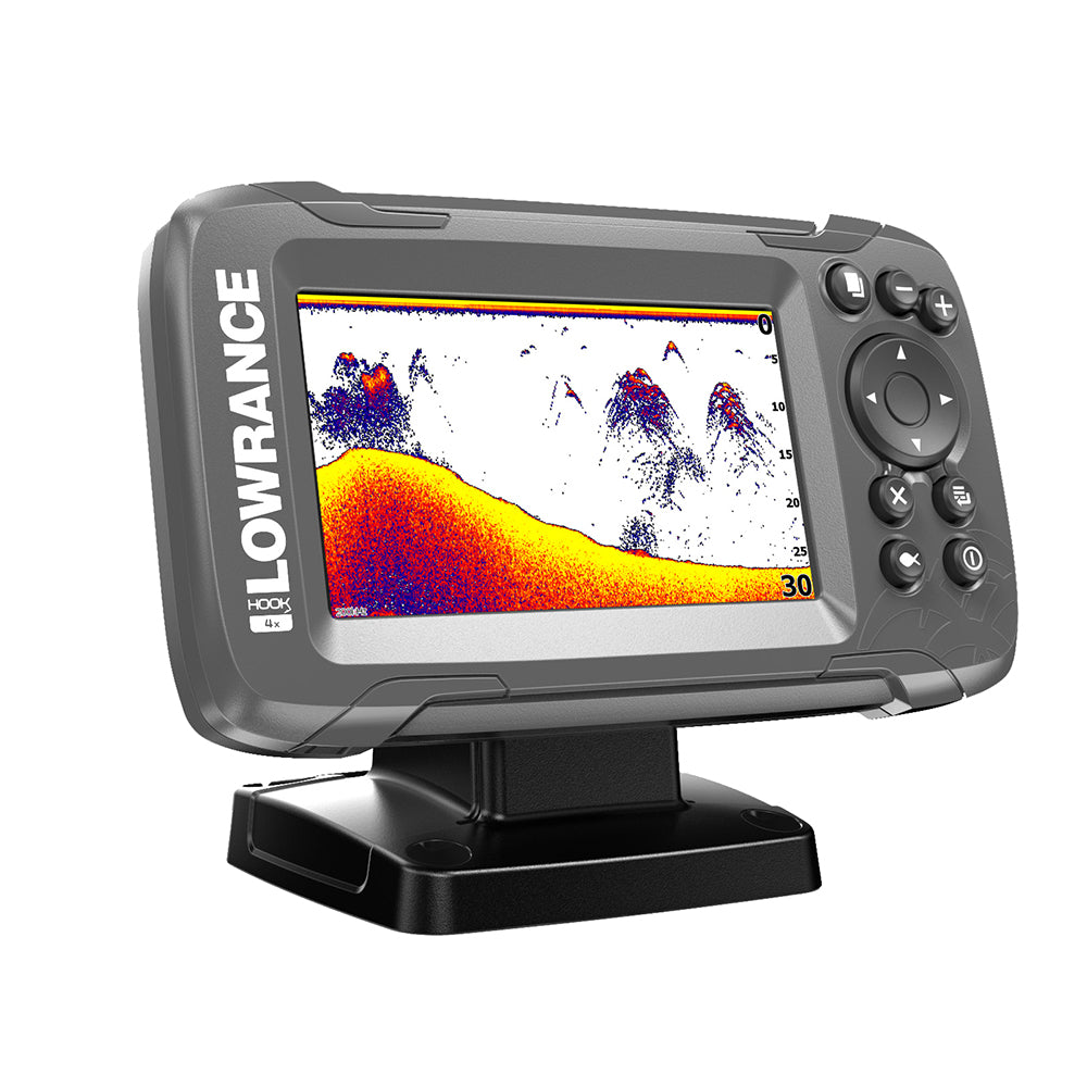 Lowrance - HOOK²-4x 4" Bullet Fishfinder Transom Mount Bullet Skimmer Transducer — Quality Boat Parts