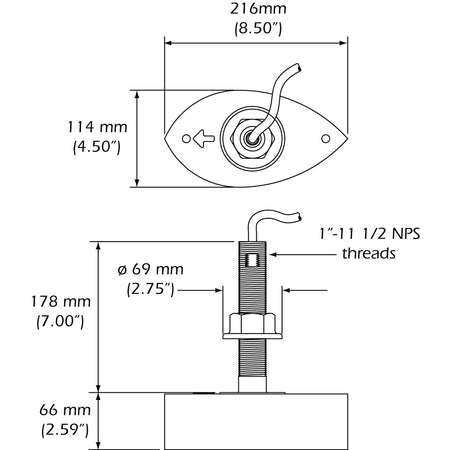 Furuno - 556TID-HDD SS260 Stainless Steel Thru-Hull Transducer with Temp and Fairing Block - 10 Pin — Quality Boat Parts