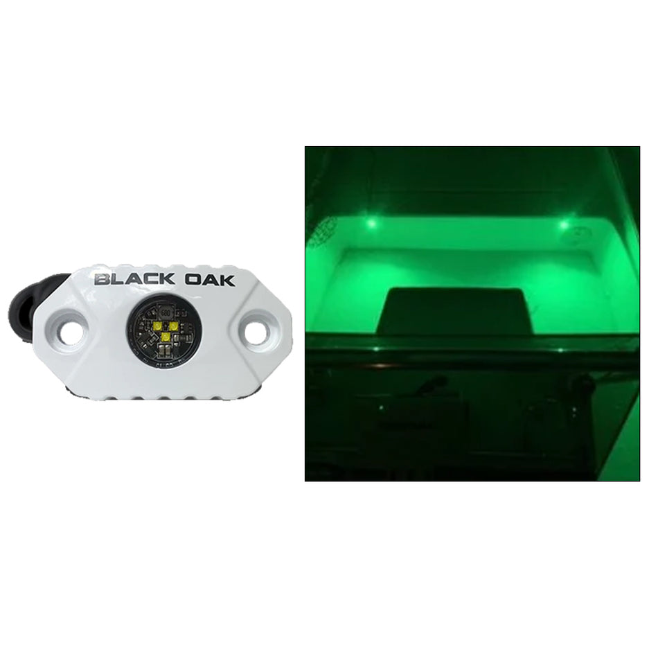 Black Oak - Rock Accent Light - Green, White Housing — Quality Boat Parts