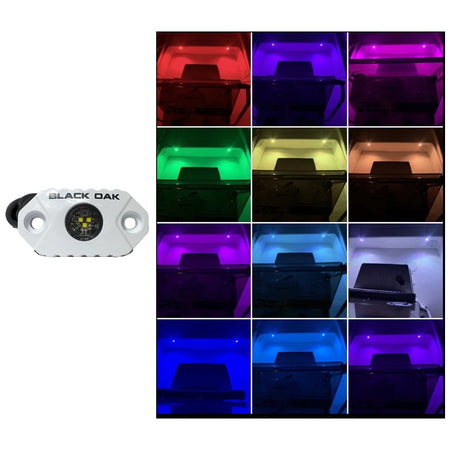 Black Oak - Rock Accent Light - RGB, White Housing — Quality Boat Parts