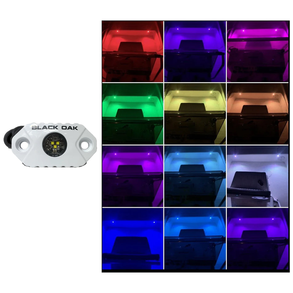 Black Oak - Rock Accent Light - RGB, White Housing — Quality Boat Parts