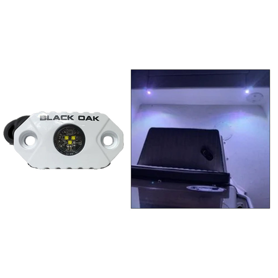 Black Oak - Rock Accent Light - White, White Housing — Quality Boat Parts