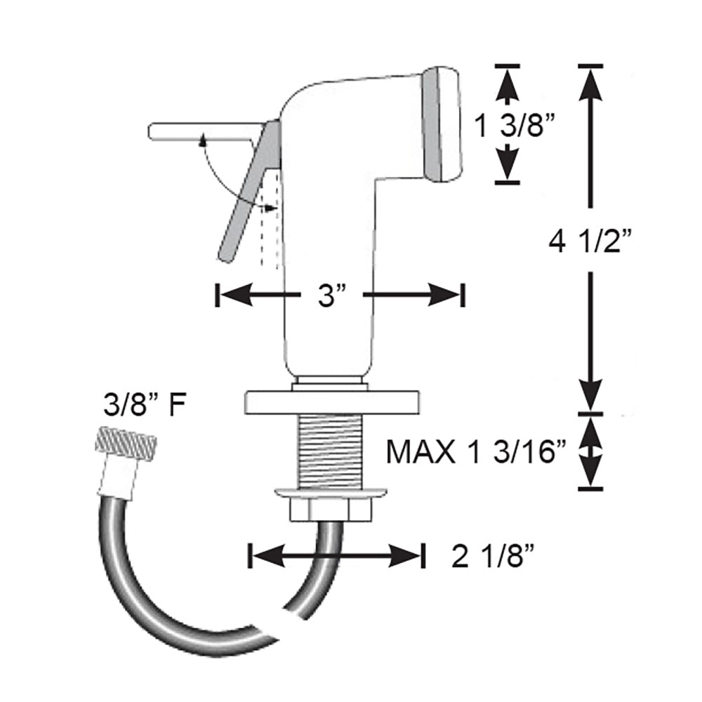 Scandvik - Straight Handle Pull Out Sprayer - White, With 6' Hose — Quality Boat Parts