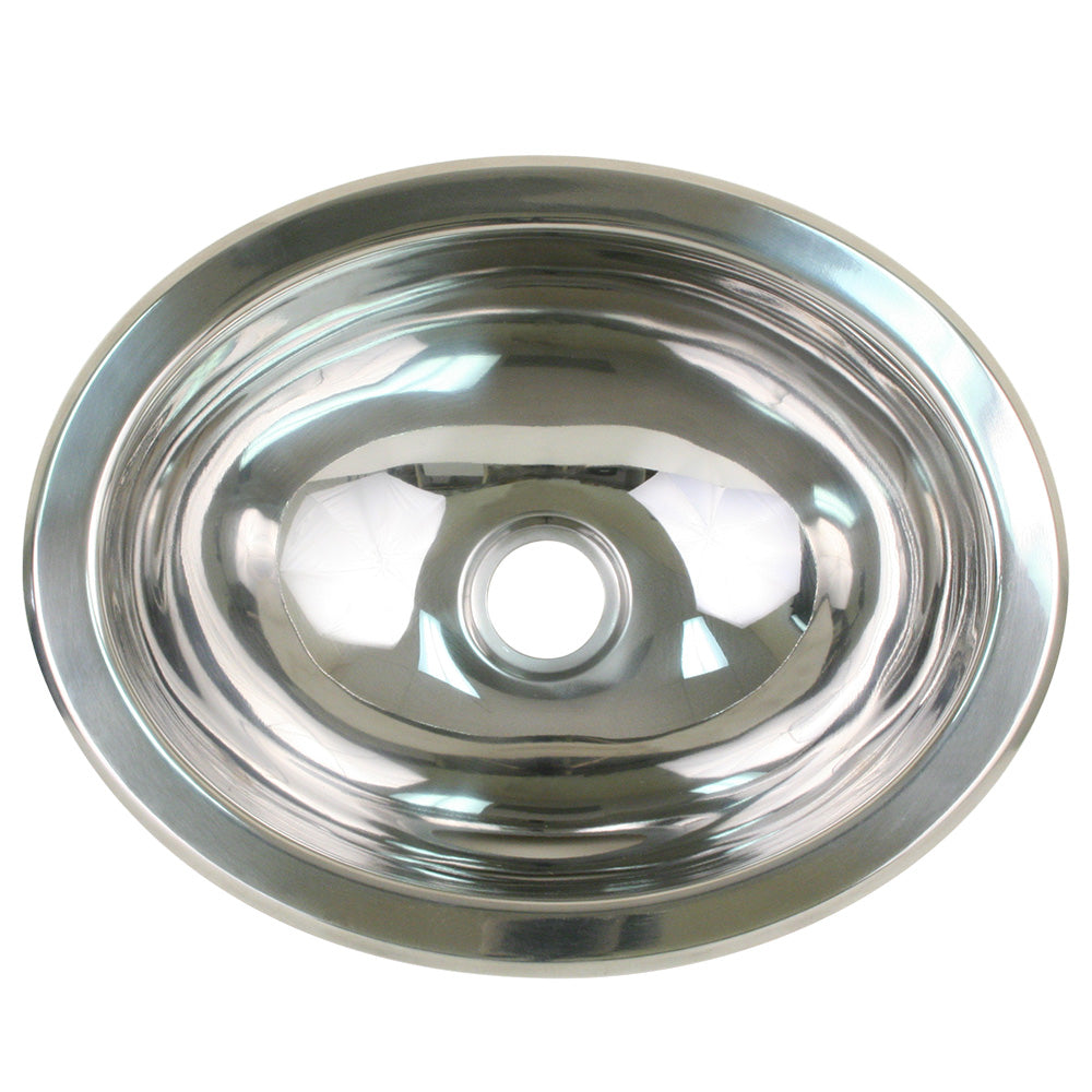 Scandvik - Oval Sink - Polished Stainless Steel, 13.25" x 10.5" — Quality Boat Parts