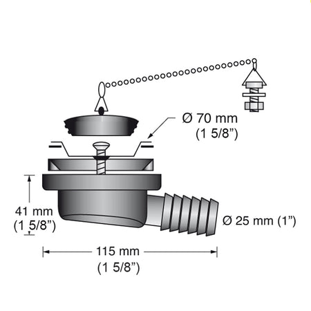 Scandvik - Low Profile Drain Stopper - 1" Outlet — Quality Boat Parts