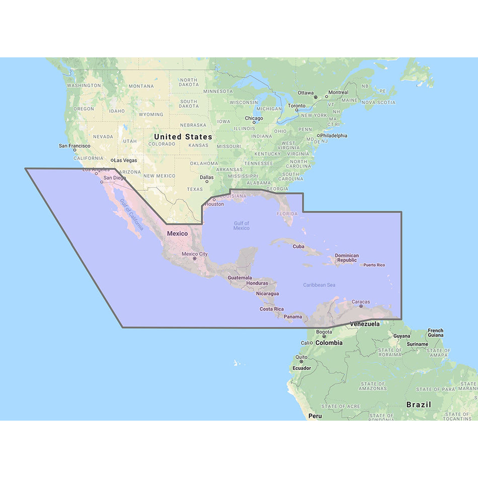 Furuno - Central America, Caribbean & Part of Mexico Vector Chart - 3D Data & Standard Resolution Satellite Photos - Unlock Code — Quality Boat Parts